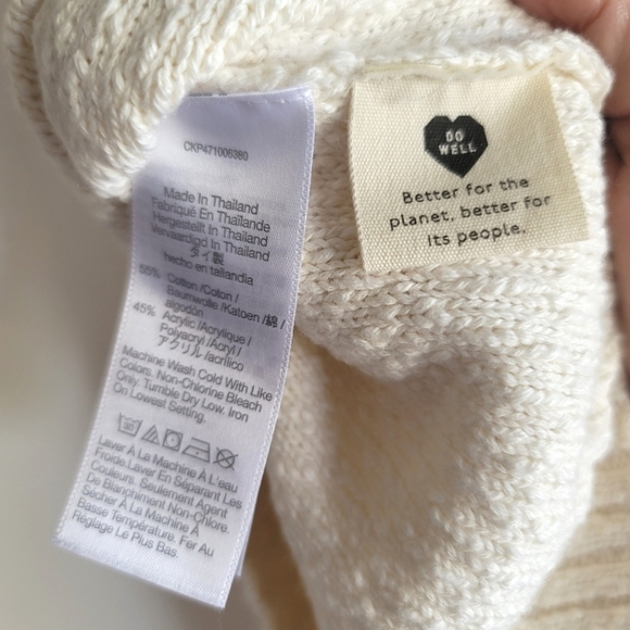 Madewell, Textural-Knit One-Shoulder Sweater Tank, Cream, Size Large - Picture 7 of 8